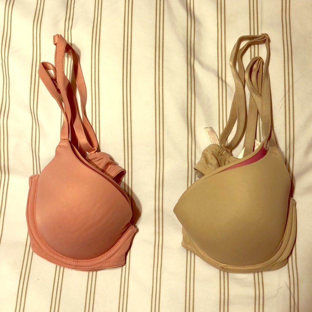 Two Victoria Secret PINK t-shirt bras